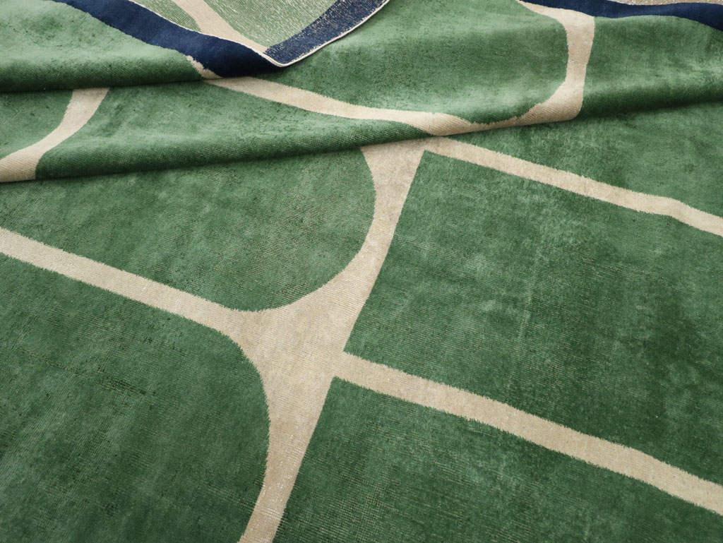 Vintage Turkish Art Deco Style Room Size Carpet, No.28191 - Gss