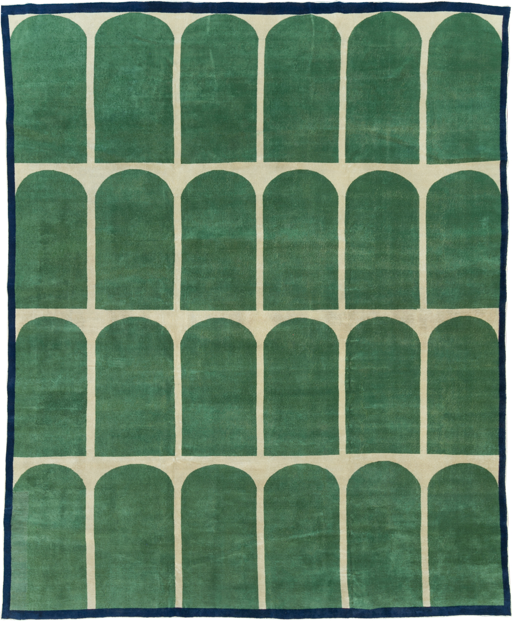 Vintage Turkish Anatolian Art Deco Style Room Size Carpet, No.28192 - Gss