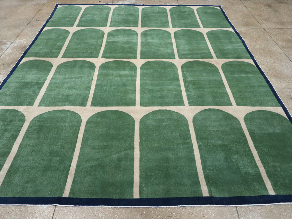 Vintage Turkish Anatolian Art Deco Style Room Size Carpet, No.28192 - Gss