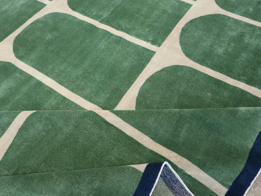 Vintage Turkish Anatolian Art Deco Style Room Size Carpet, No.28192 - Gss