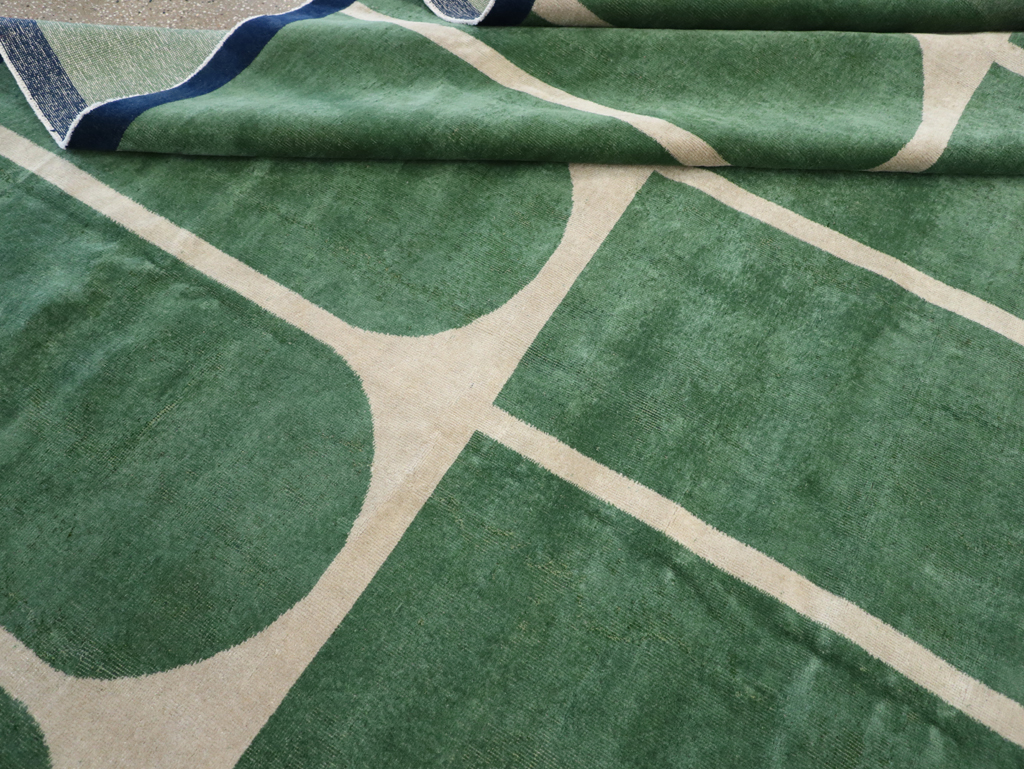 Vintage Turkish Anatolian Art Deco Style Room Size Carpet, No.28192 - Gss