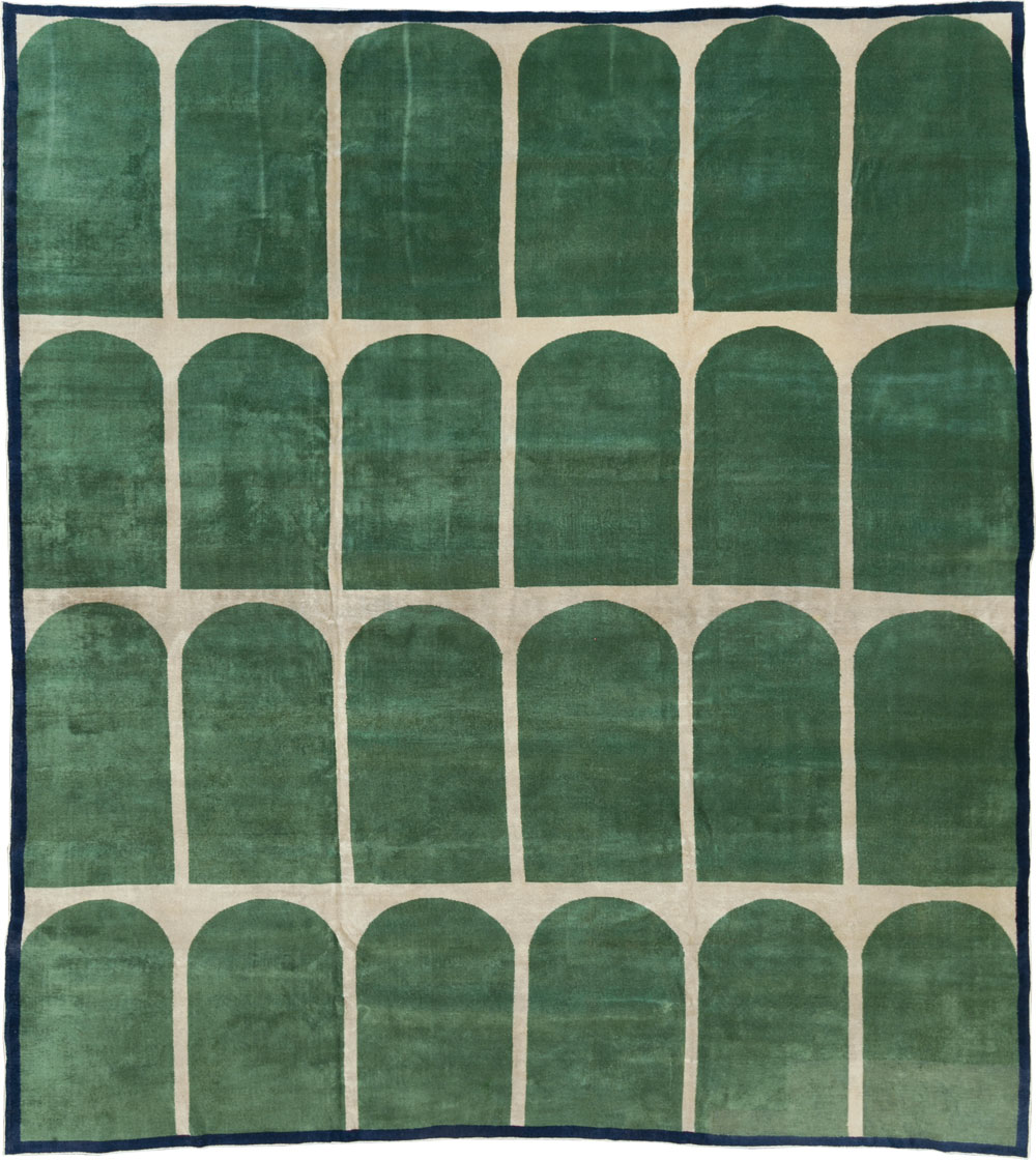 Vintage Turkish Anatolian Art Deco Style Square Room Size Carpet, No.28193 - Gss