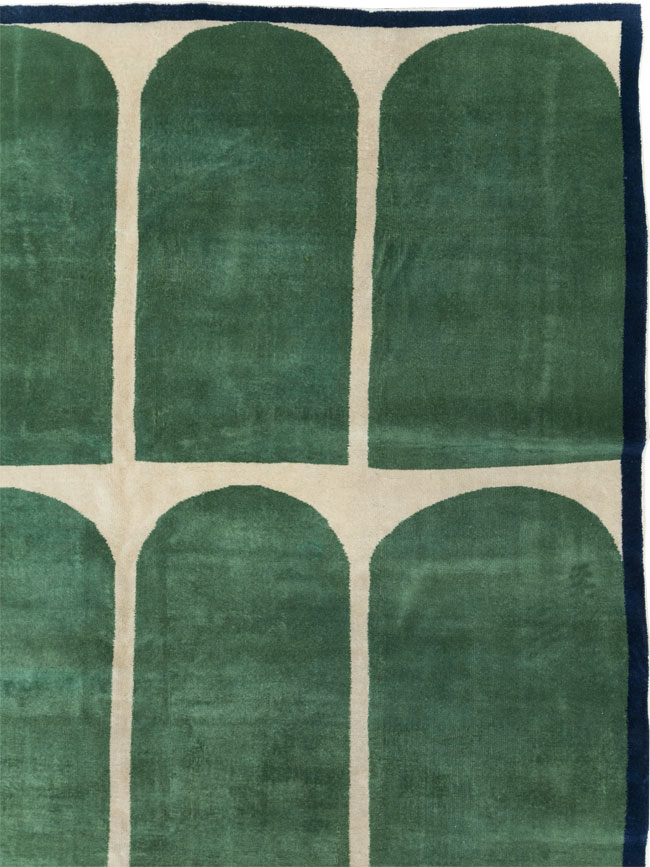 Vintage Turkish Anatolian Art Deco Style Square Room Size Carpet, No.28193 - Gss