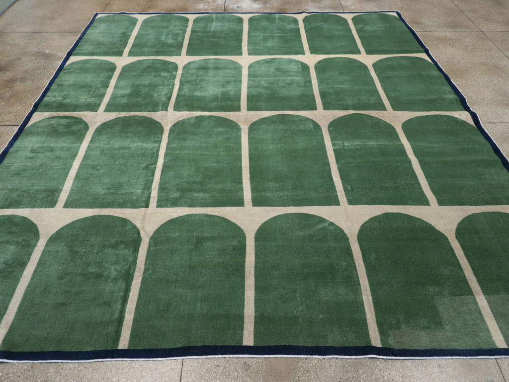 Vintage Turkish Anatolian Art Deco Style Square Room Size Carpet, No.28193 - Gss