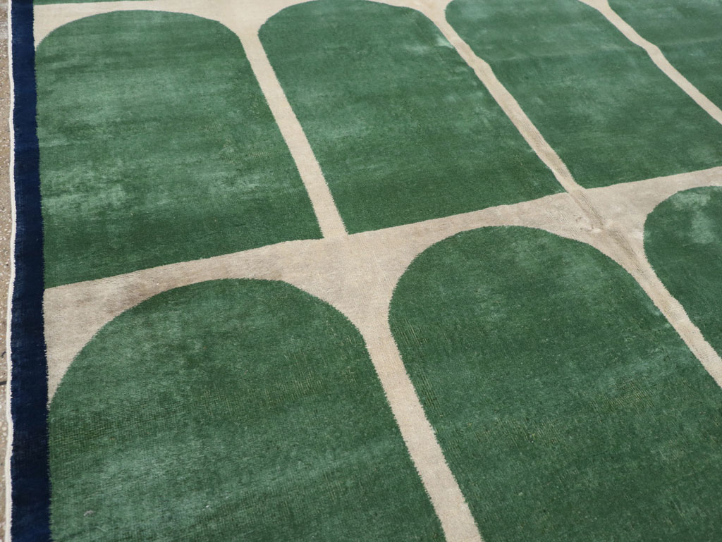 Vintage Turkish Anatolian Art Deco Style Square Room Size Carpet, No.28193 - Gss