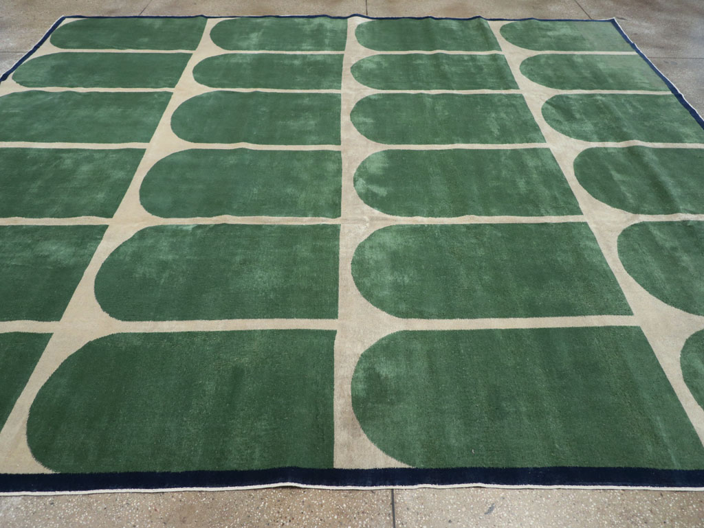 Vintage Turkish Anatolian Art Deco Style Square Room Size Carpet, No.28193 - Gss