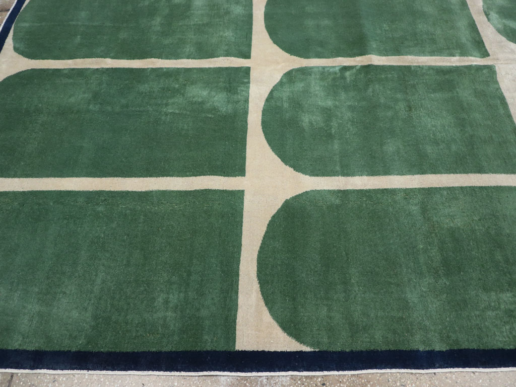 Vintage Turkish Anatolian Art Deco Style Square Room Size Carpet, No.28193 - Gss