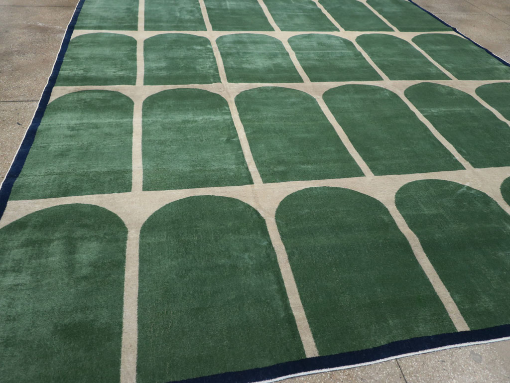 Vintage Turkish Anatolian Art Deco Style Square Room Size Carpet, No.28193 - Gss