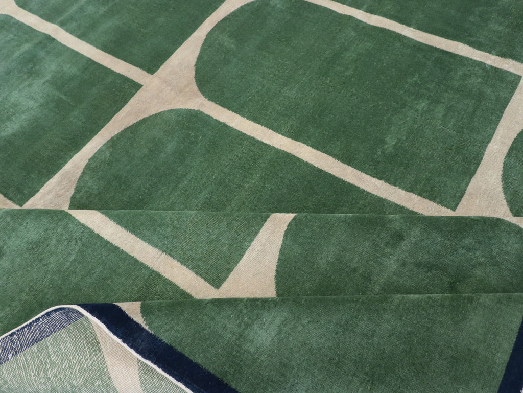 Vintage Turkish Anatolian Art Deco Style Square Room Size Carpet, No.28193 - Gss