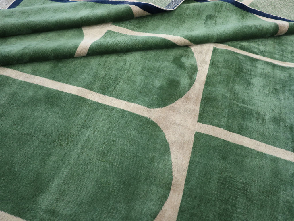 Vintage Turkish Anatolian Art Deco Style Square Room Size Carpet, No.28193 - Gss