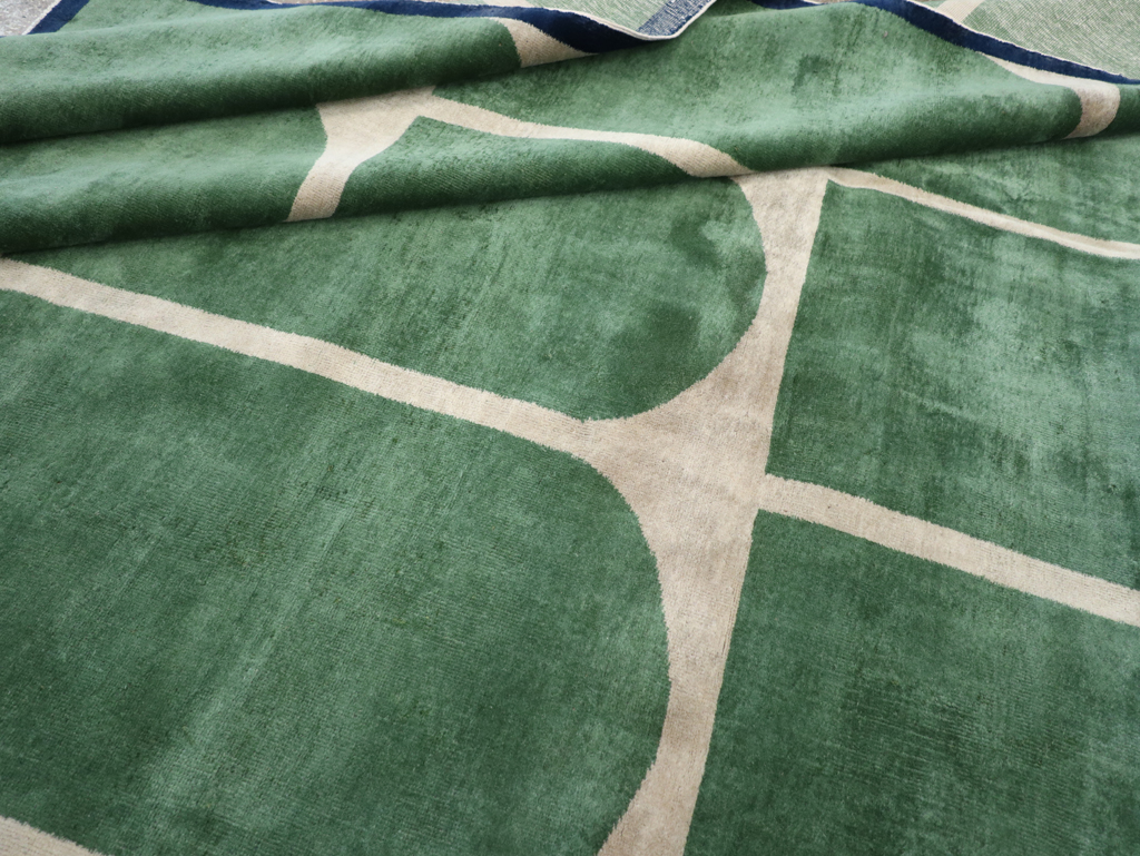 Vintage Turkish Anatolian Art Deco Style Square Room Size Carpet, No.28193 - Gss