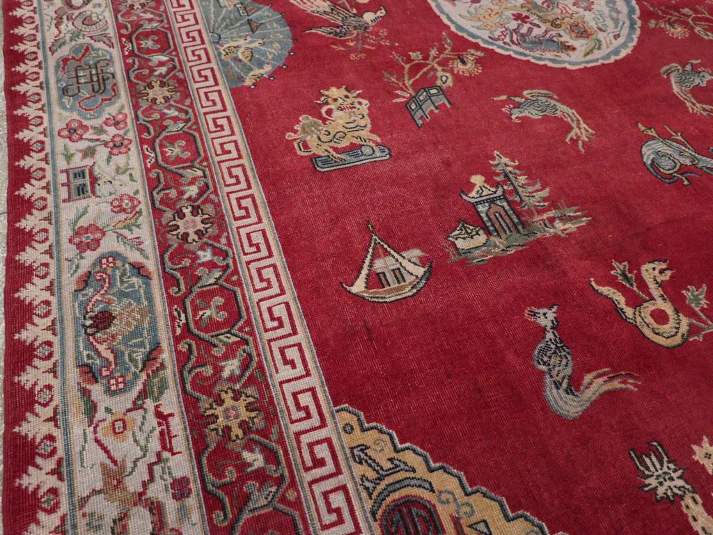 Chinese Inspired Vintage Turkish Room Size Carpet, No.28194 - Gss