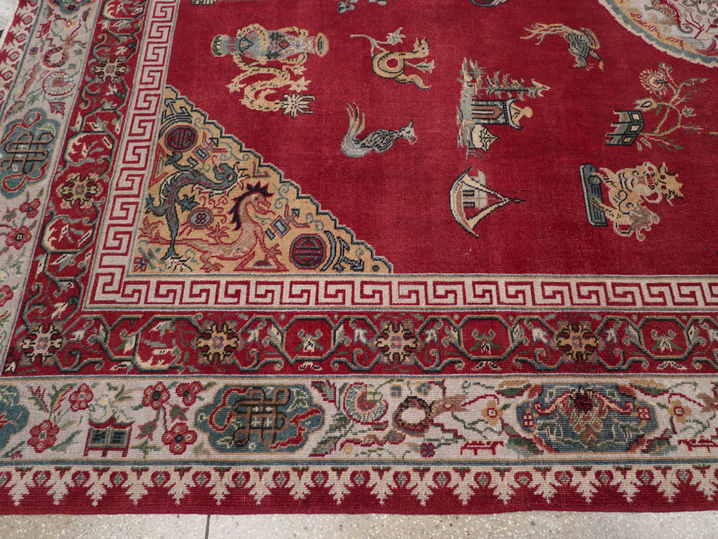 Chinese Inspired Vintage Turkish Room Size Carpet, No.28194 - Gss