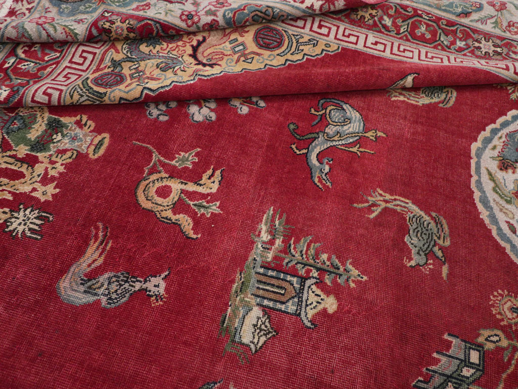 Chinese Inspired Vintage Turkish Room Size Carpet, No.28194 - Gss