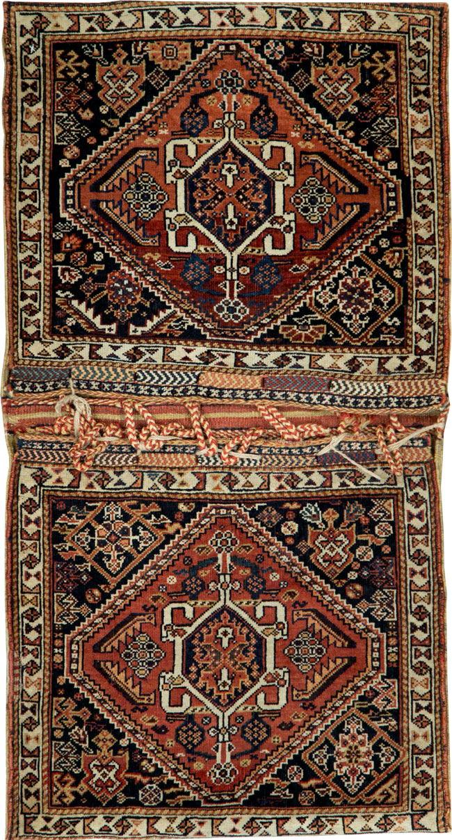 Antique Persian Qashqai Saddlebag (Khorjin), No.28219 - Gss