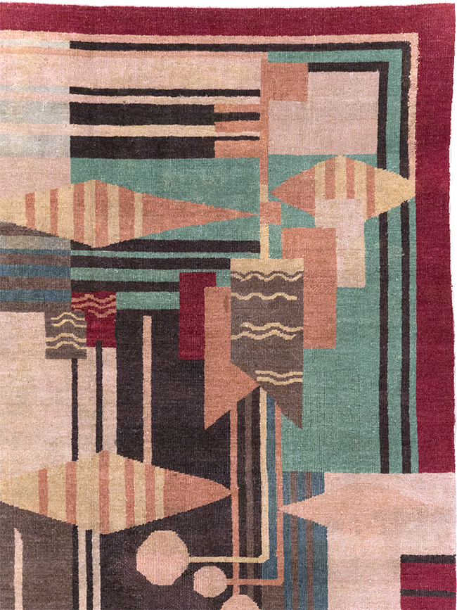 Vintage Indian Art Deco Room Size Carpet, No.28222 - Gss