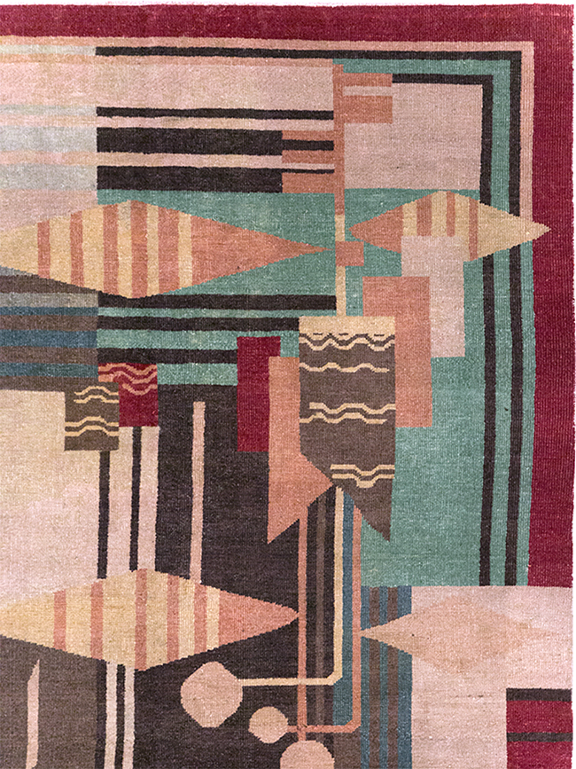 Vintage Indian Art Deco Room Size Carpet, No.28222 - Gss