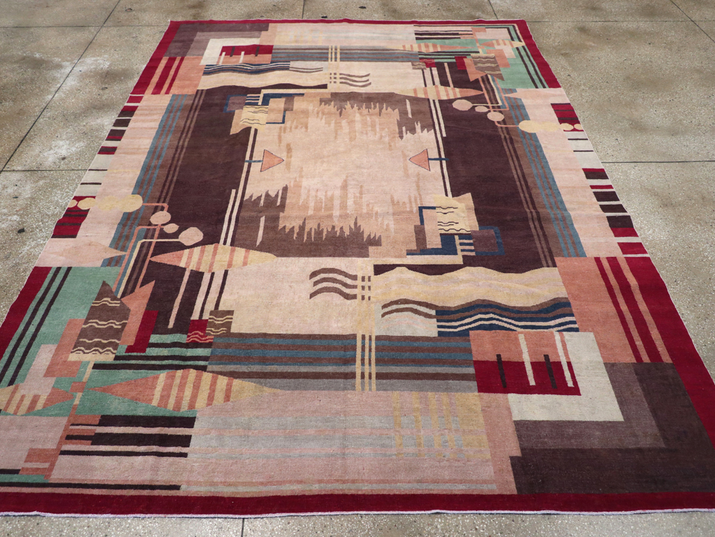 Vintage Indian Art Deco Room Size Carpet, No.28222 - Gss