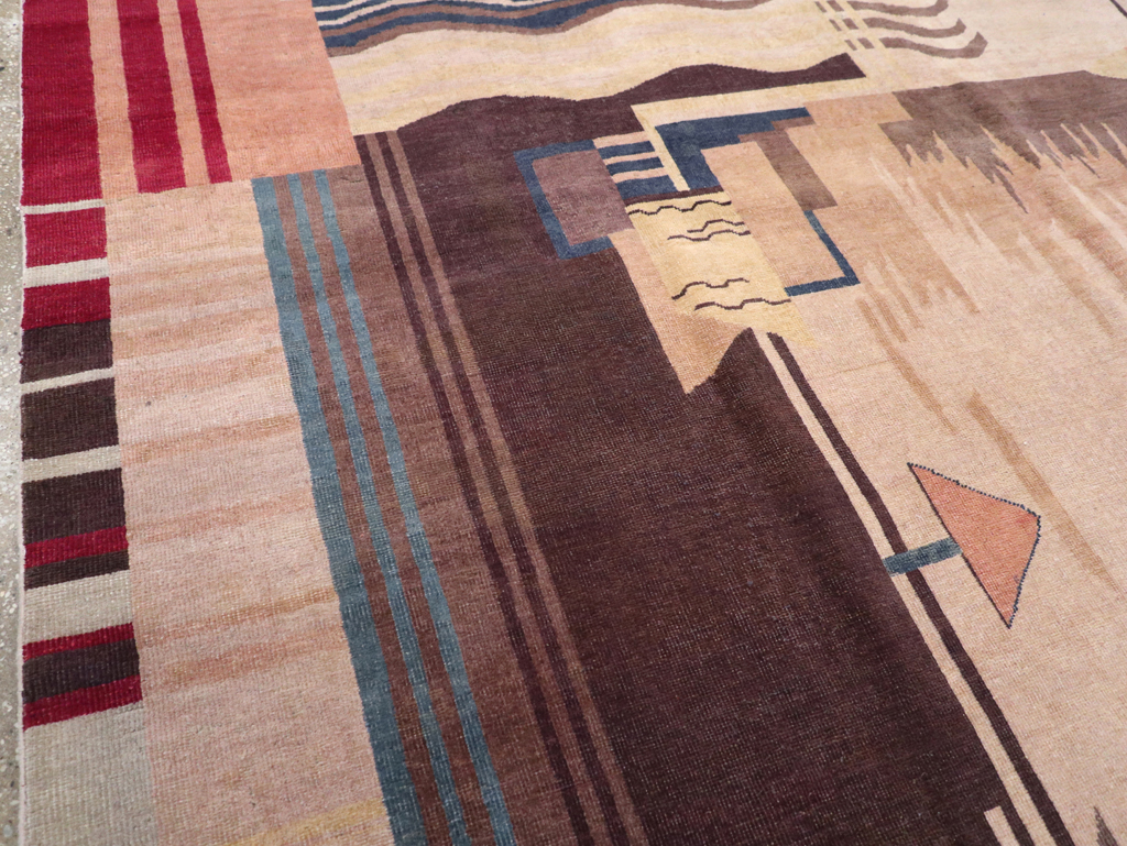 Vintage Indian Art Deco Room Size Carpet, No.28222 - Gss