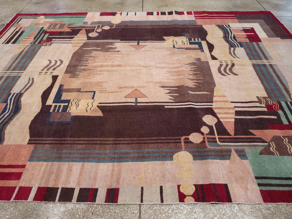 Vintage Indian Art Deco Room Size Carpet, No.28222 - Gss