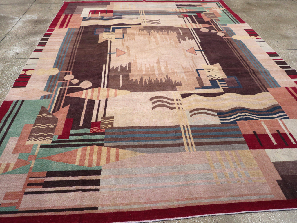Vintage Indian Art Deco Room Size Carpet, No.28222 - Gss