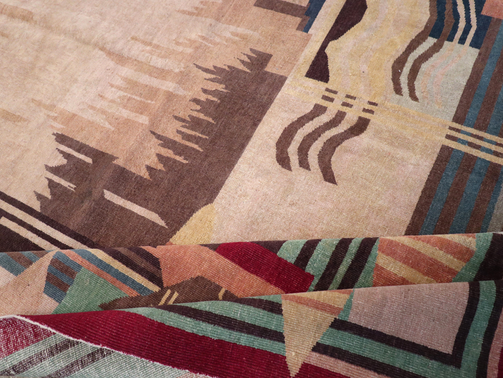 Vintage Indian Art Deco Room Size Carpet, No.28222 - Gss