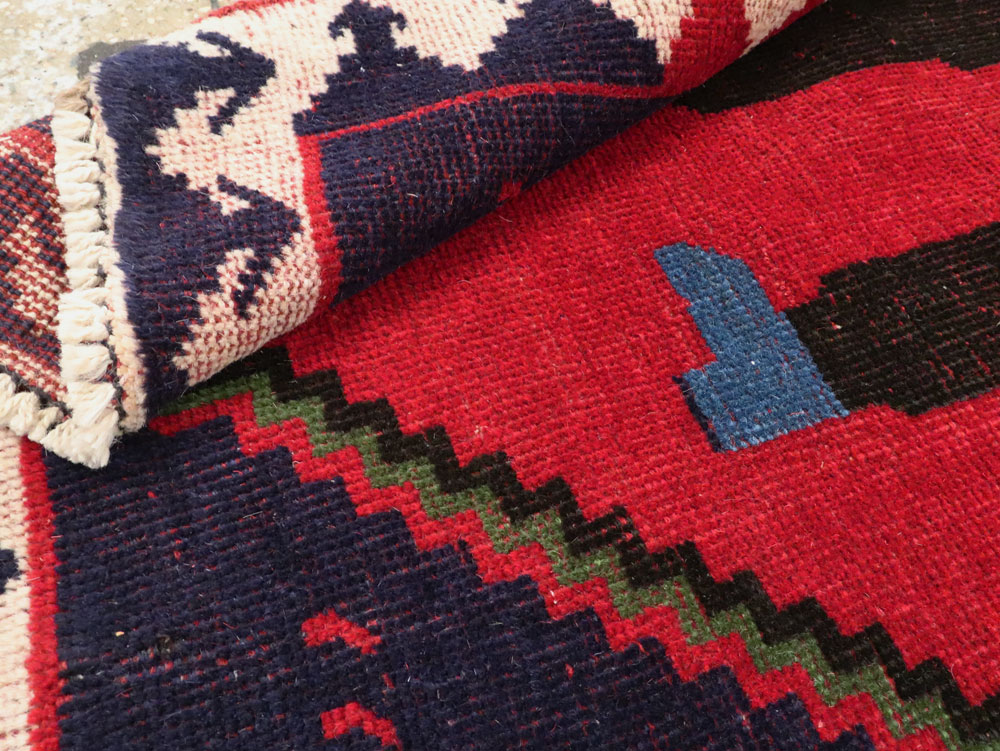 Modern Afghan Baluch Pictorial Frankenstein Throw Rug, No.28223 - Gss