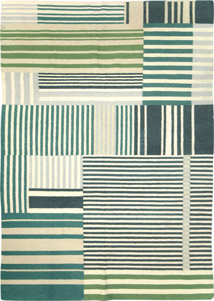 Modern Turkish Flatweave Accent Rug, No.28242 - Gss