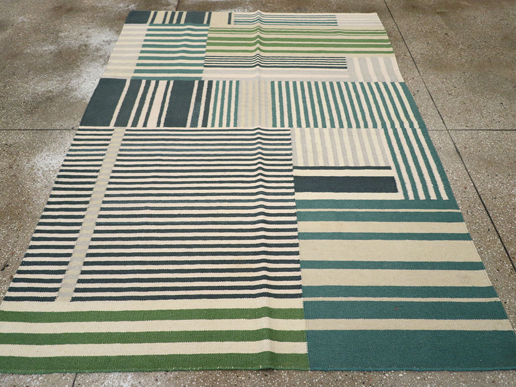 Modern Turkish Flatweave Accent Rug, No.28242 - Gss