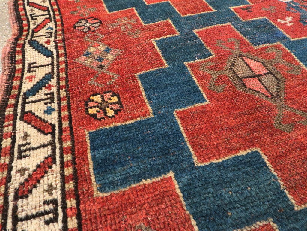 Antique Persian Kurdish Throw Rug, No.28246 - Gss