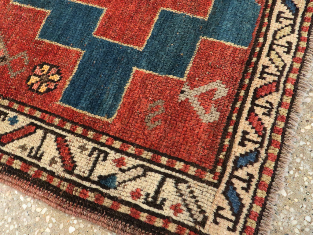Antique Persian Kurdish Throw Rug, No.28246 - Gss