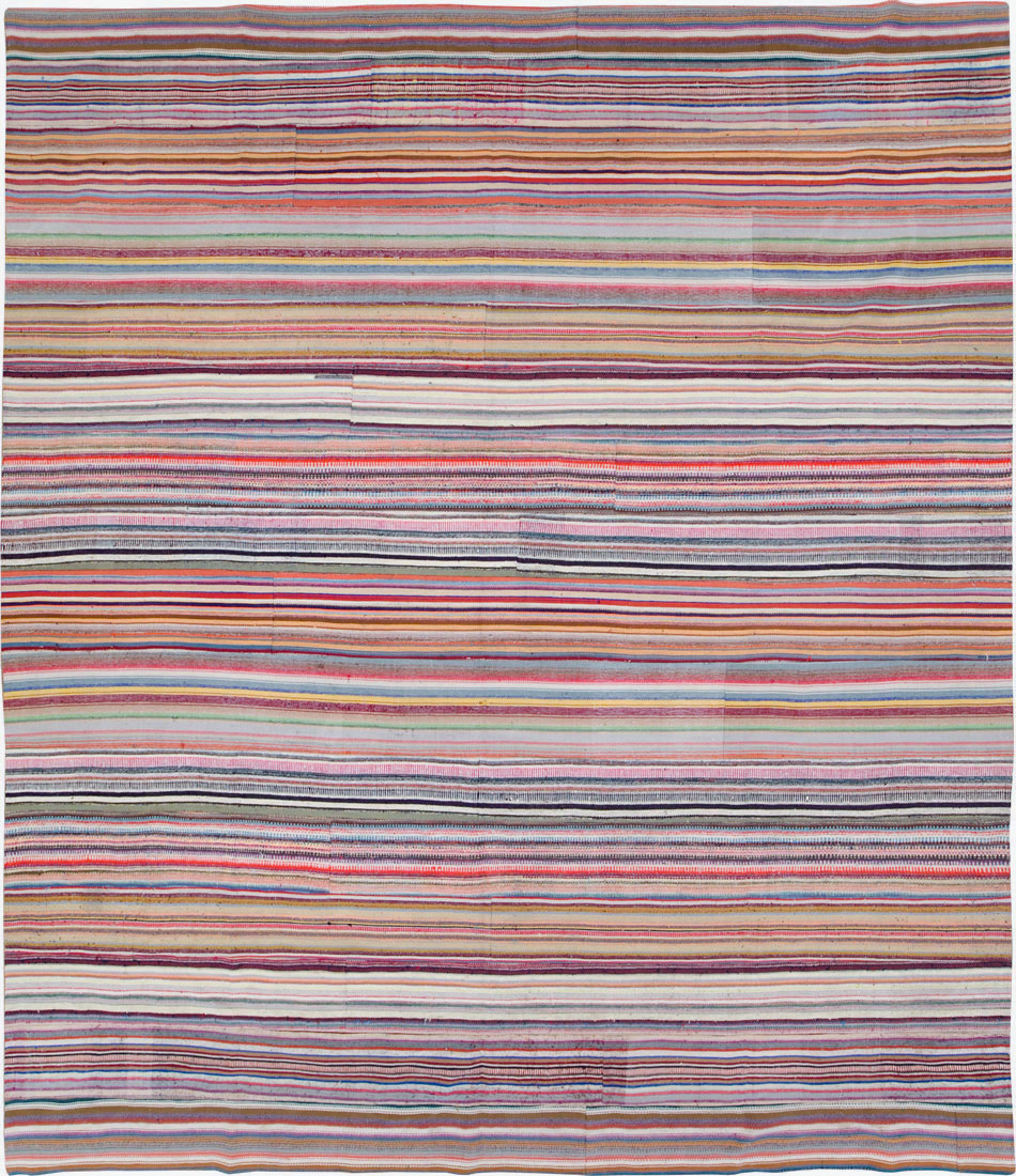 Vintage Turkish Flatweave Large Room Size Carpet, No.28250 - Gss