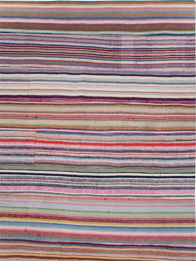 Vintage Turkish Flatweave Large Room Size Carpet, No.28250 - Gss