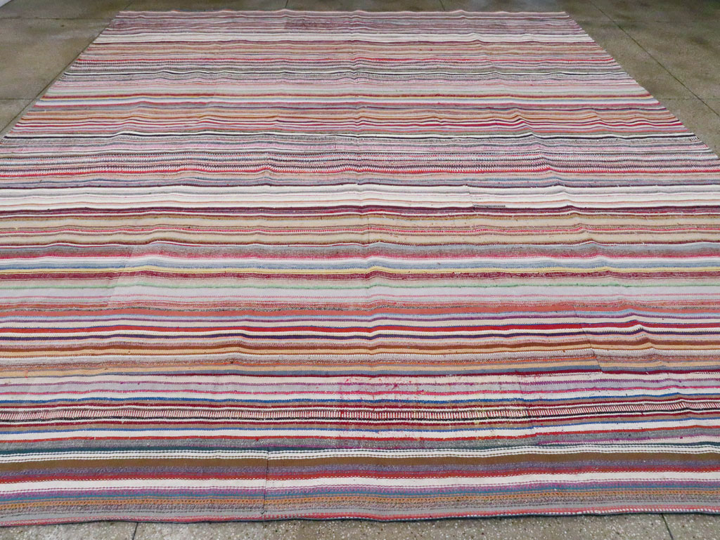 Vintage Turkish Flatweave Large Room Size Carpet, No.28250 - Gss