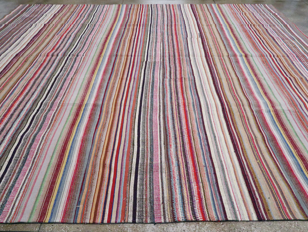 Vintage Turkish Flatweave Large Room Size Carpet, No.28250 - Gss