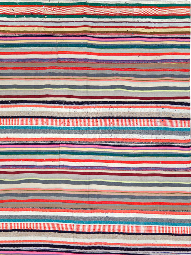 Vintage Turkish Flatweave Room Size Carpet, No.28256 - Gss