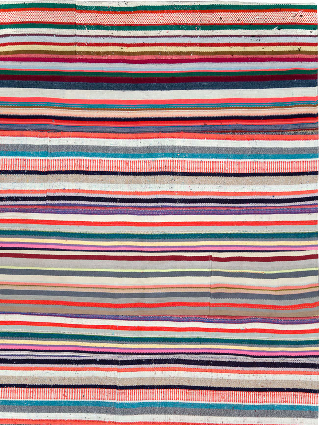 Vintage Turkish Flatweave Room Size Carpet, No.28256 - Gss