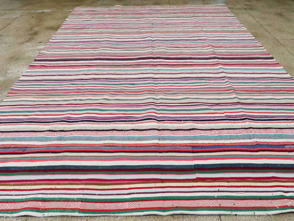 Vintage Turkish Flatweave Room Size Carpet, No.28256 - Gss