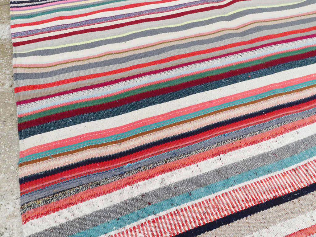 Vintage Turkish Flatweave Room Size Carpet, No.28256 - Gss