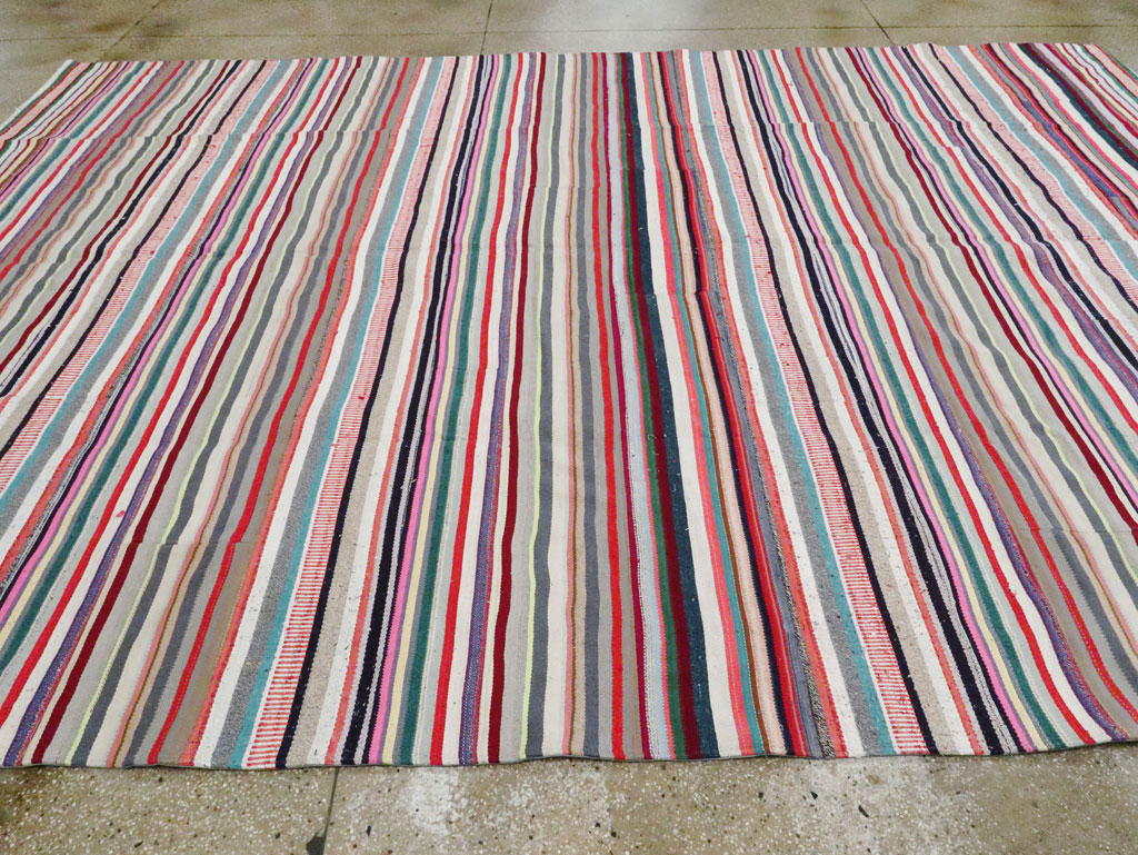 Vintage Turkish Flatweave Room Size Carpet, No.28256 - Gss