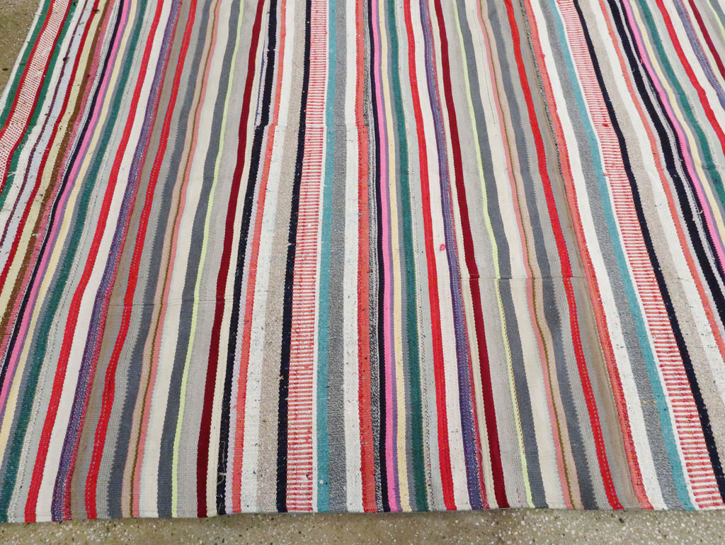 Vintage Turkish Flatweave Room Size Carpet, No.28256 - Gss