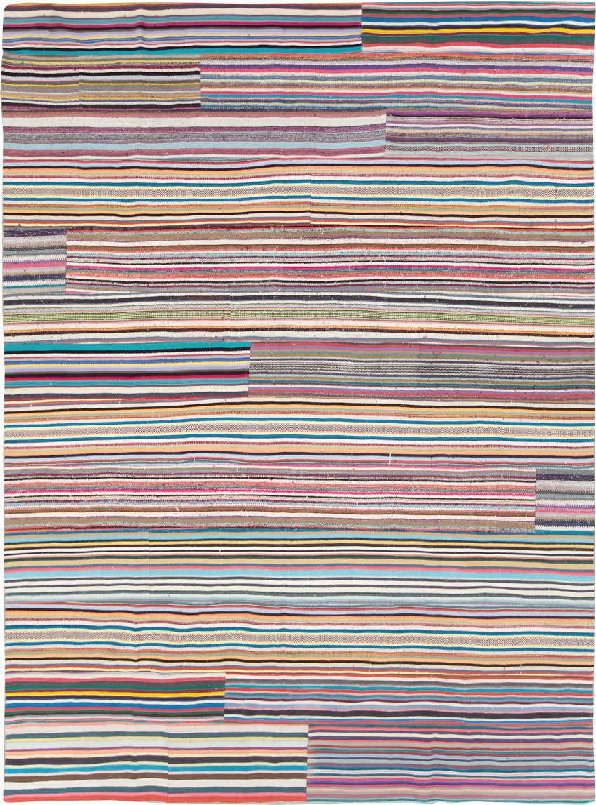 Modern Turkish Flatweave Room Size Carpet, No.28257 - Gss