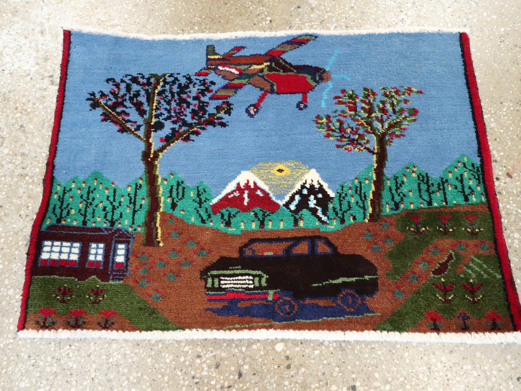 Vintage Persian Hamadan Pictorial Rug, No.28264 - Gss