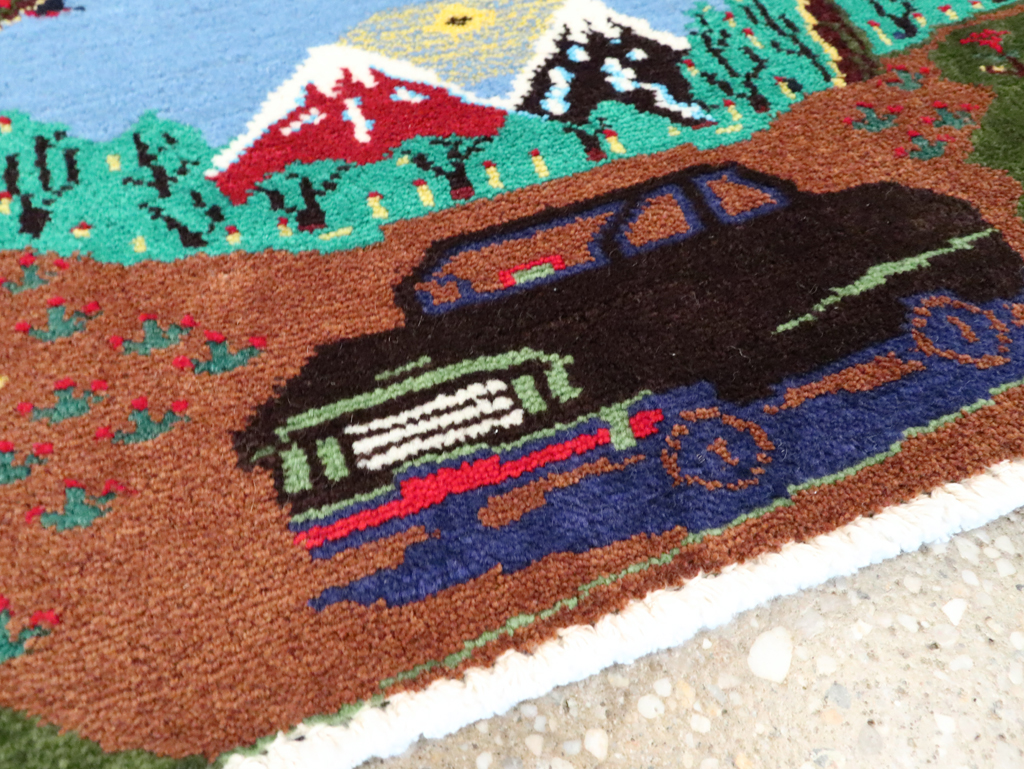 Vintage Persian Hamadan Pictorial Rug, No.28264 - Gss