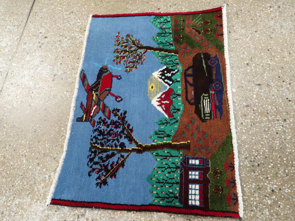 Vintage Persian Hamadan Pictorial Rug, No.28264 - Gss