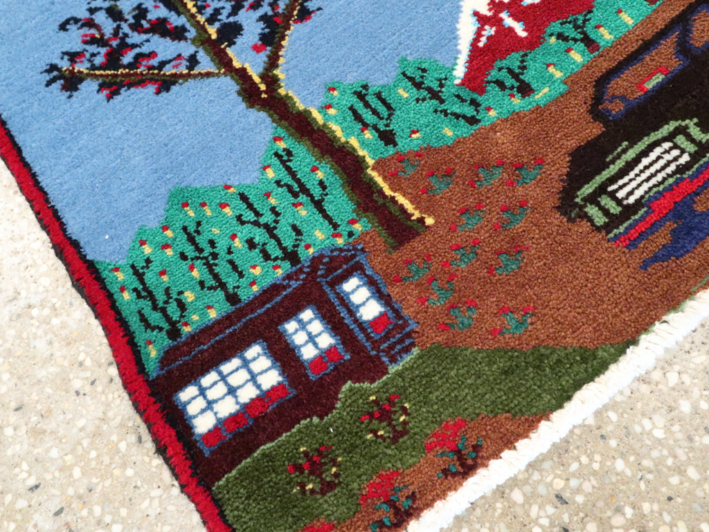 Vintage Persian Hamadan Pictorial Rug, No.28264 - Gss