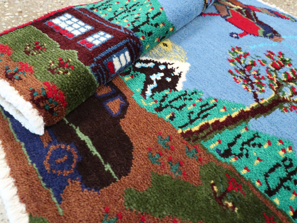 Vintage Persian Hamadan Pictorial Rug, No.28264 - Gss