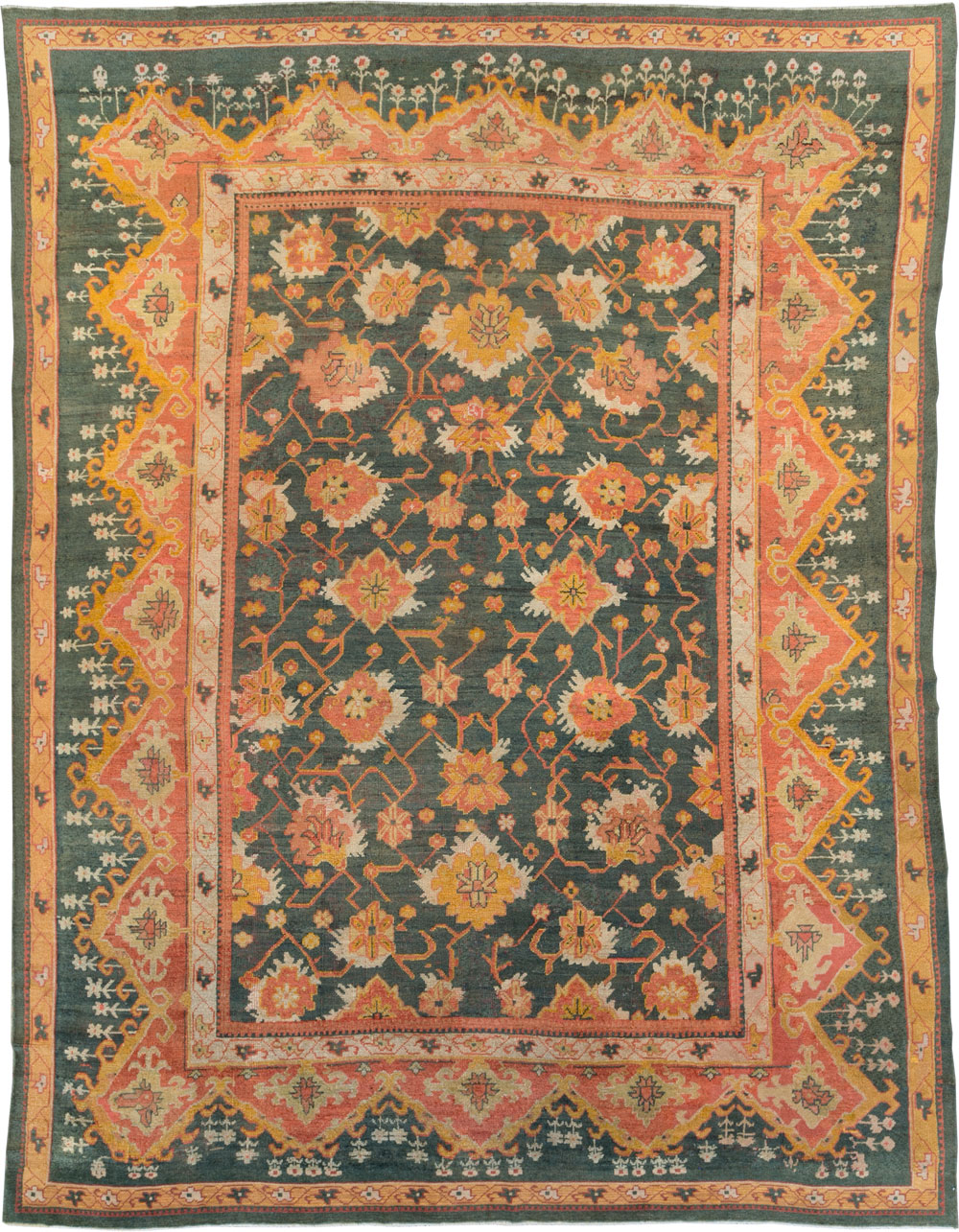 Antique Turkish Oushak Carpet, No.28266 - Gss