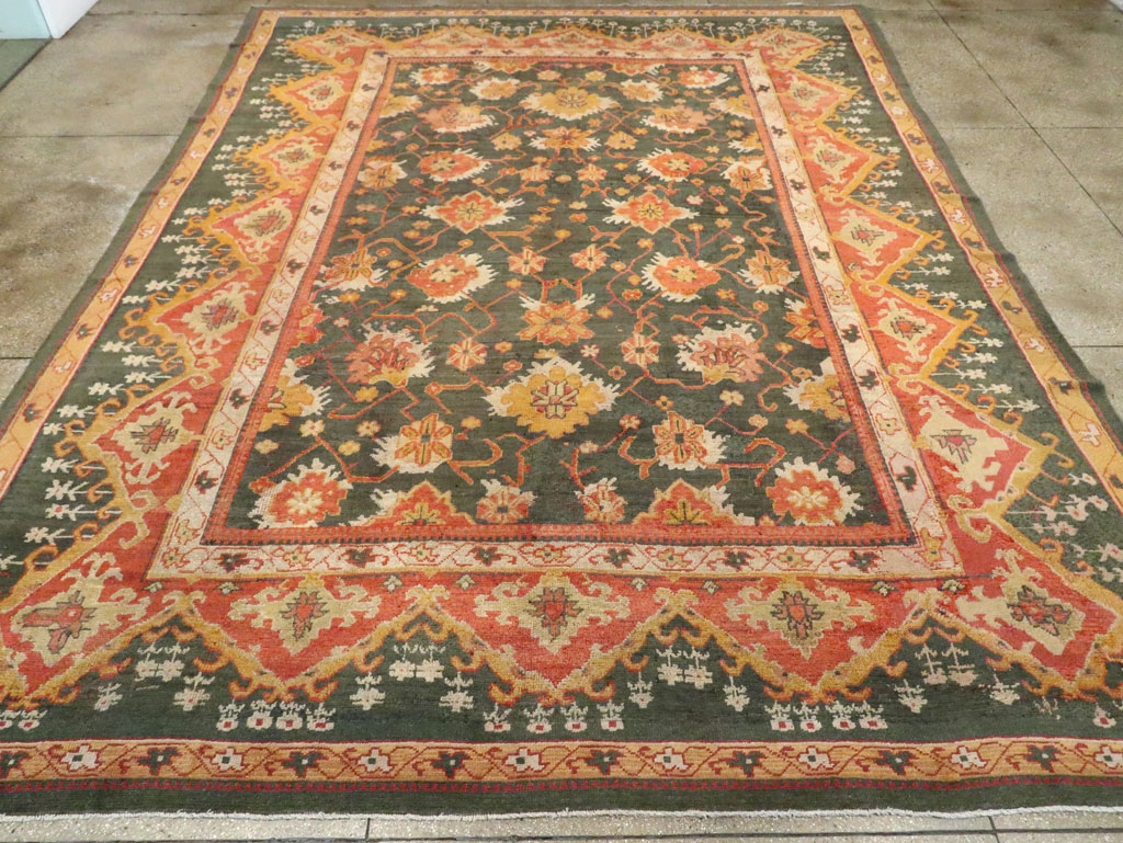 Antique Turkish Oushak Carpet, No.28266 - Gss