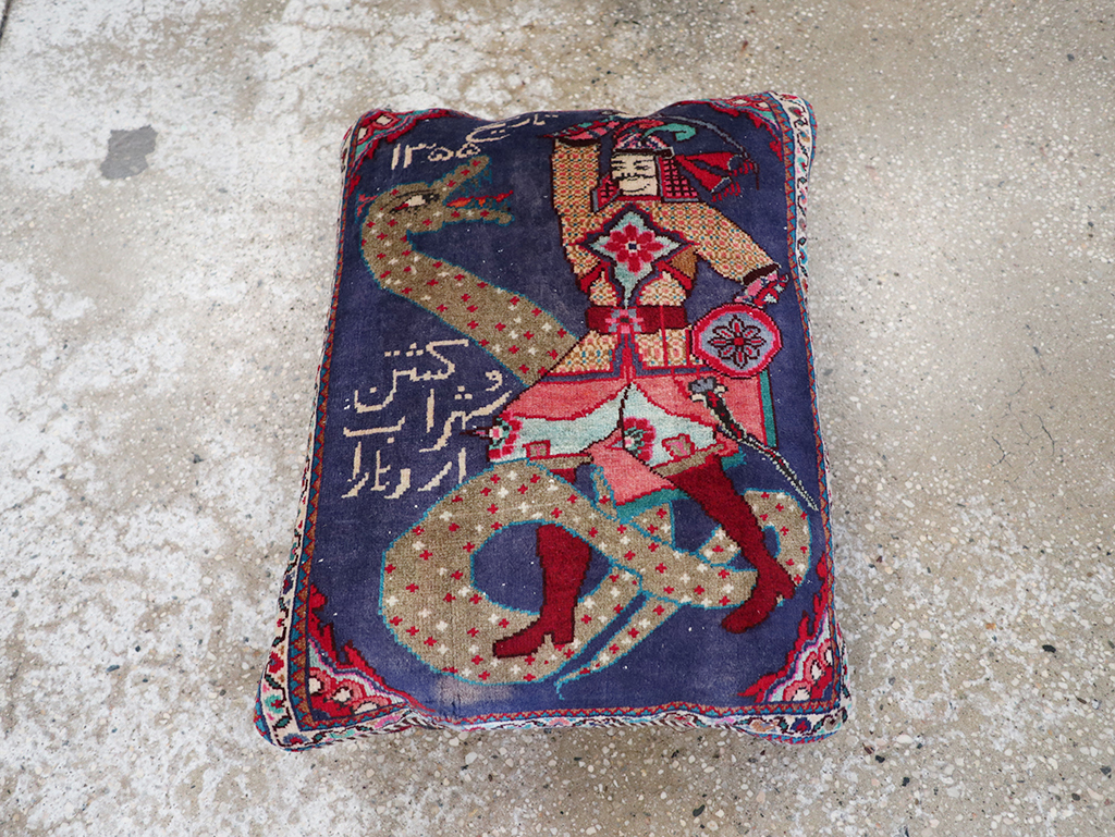 Vintage Persian Hamadan Pictorial Pillow, No.28292 - Gss